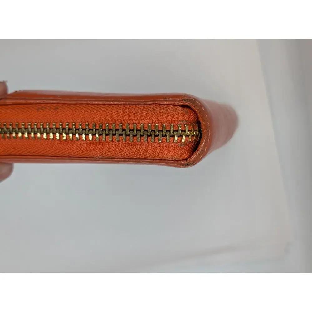 Coach Ashley Vintage Wallet Coral Orange Leather Zip Around Organizer Y2K - Picture 9 of 16